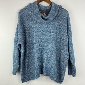 Lea & Nicole size 2X Women’s Blue Marled 3/4 Sleeve Cowl Neck Sweater
